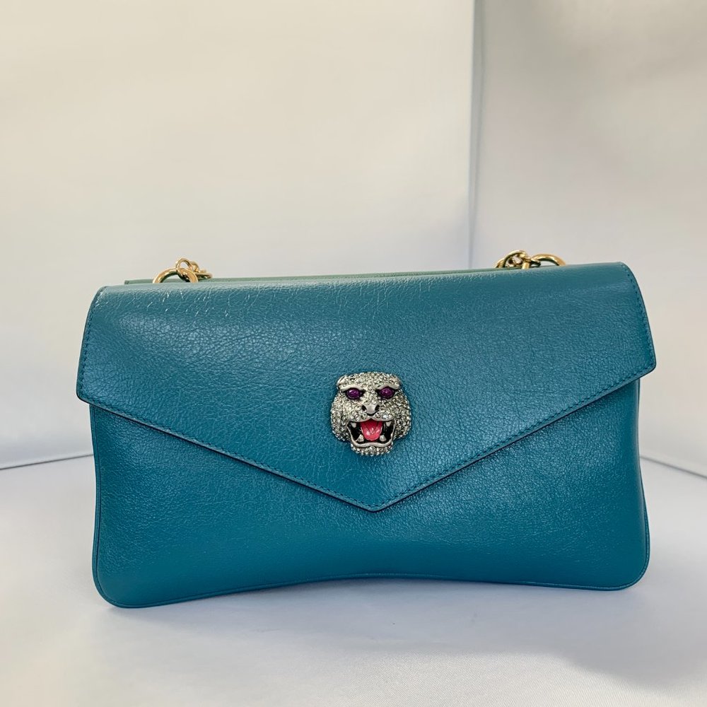Gucci Thiara Double Envelope Shoulder Bag in Green NEW NEVER WORN W DUSTBAG - Picture 5 of 16